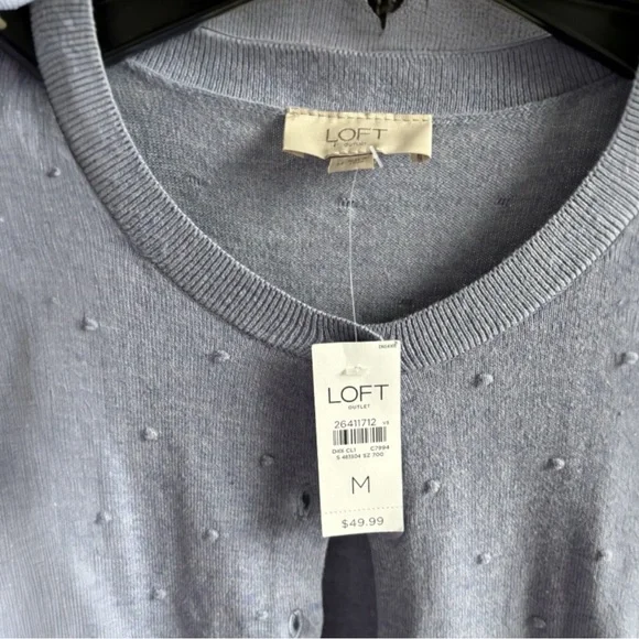 Loft Lavender Cotton Cardigan, Medium NWT - Picture 3 of 5